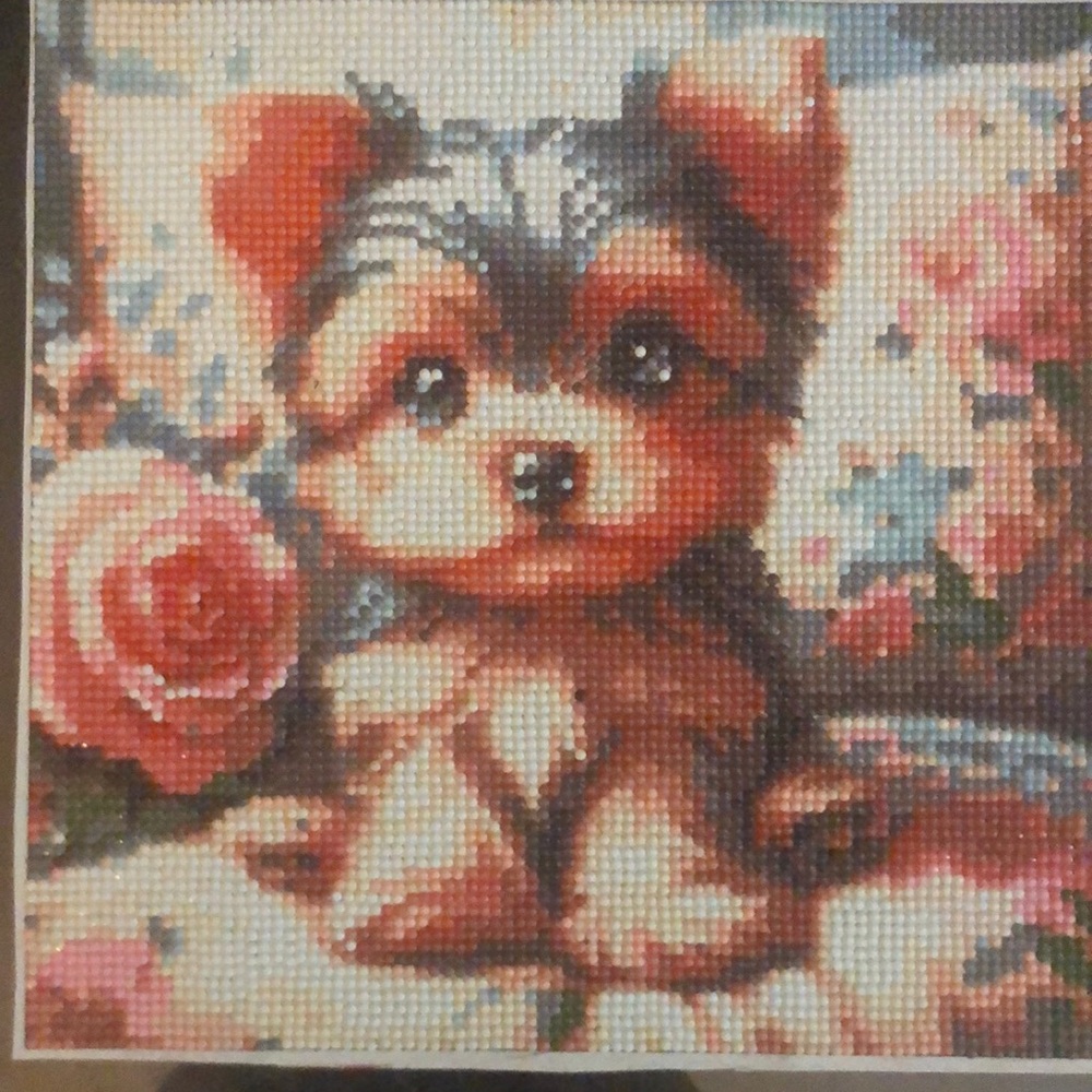 Charming Puppy and Rose Art Painting